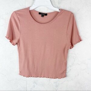 [Ambiance] Pink Ribbed Crop Top